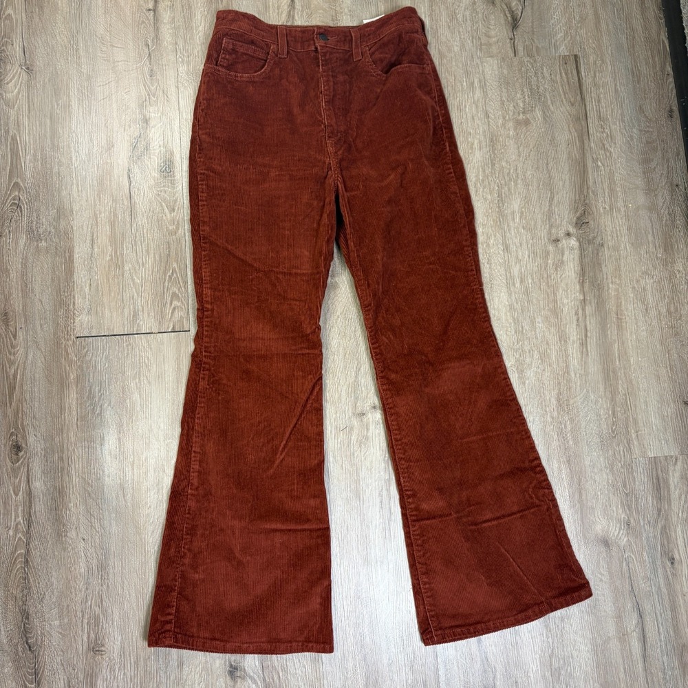 Levis 70s High Flare Womens Size 29 Corduroy Pants Brown Bronze Hippy Retro
